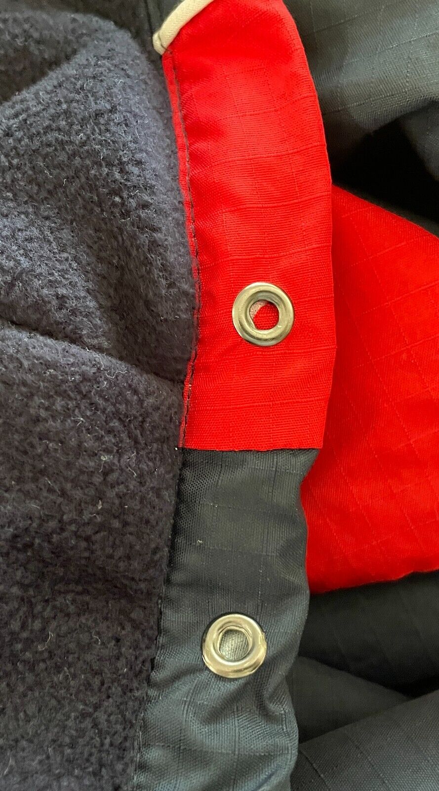 Long Sleeve Top Navy Nylon Polar Fleece Lined White Red Trim Size L 136cm Chest