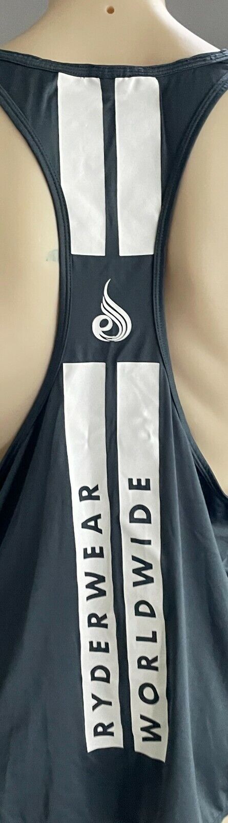 Mens RYDERWEAR Tank Top Dark Grey & White Print "Evo" T-Back Stringer Tee Sz XL