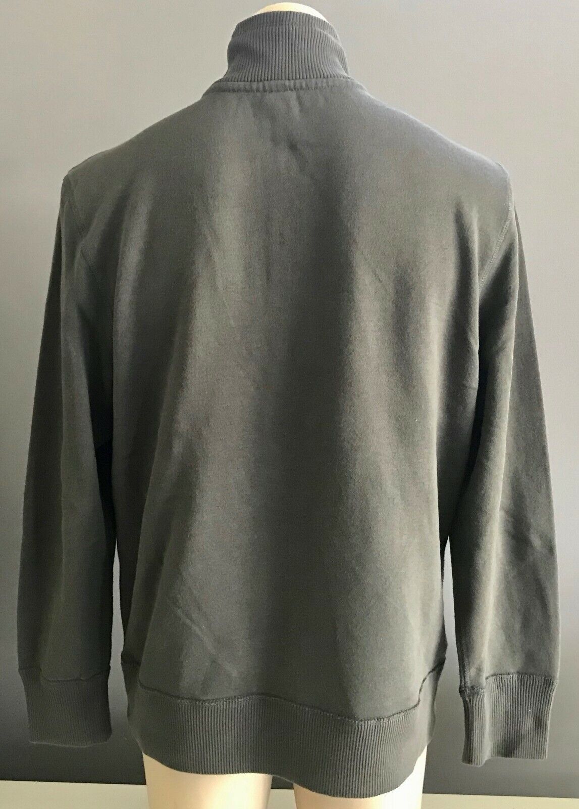 Mens KMART Zip Jumper Grey Fleece Long Sleeve High Neck w Buttons Size XL