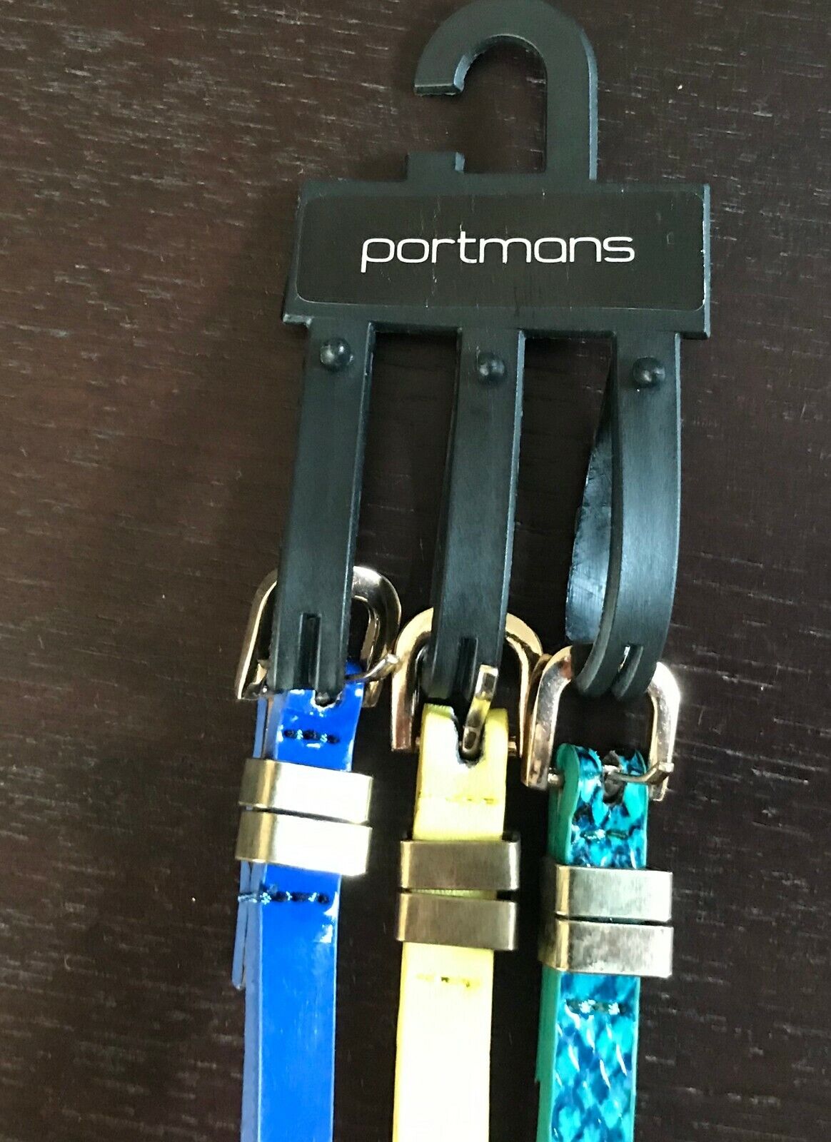 PORTMANS 3x Belts Thin Pleather Blue Yellow Blue Green Snake Print Size XS NEW
