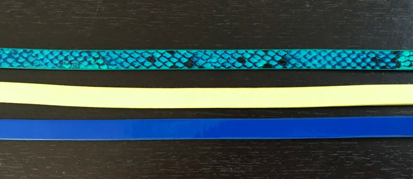 PORTMANS 3x Belts Thin Pleather Blue Yellow Blue Green Snake Print Size XS NEW