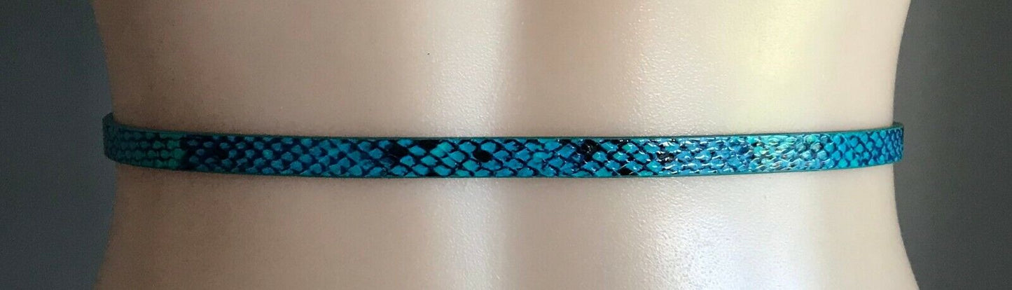 PORTMANS 3x Belts Thin Pleather Blue Yellow Blue Green Snake Print Size XS NEW