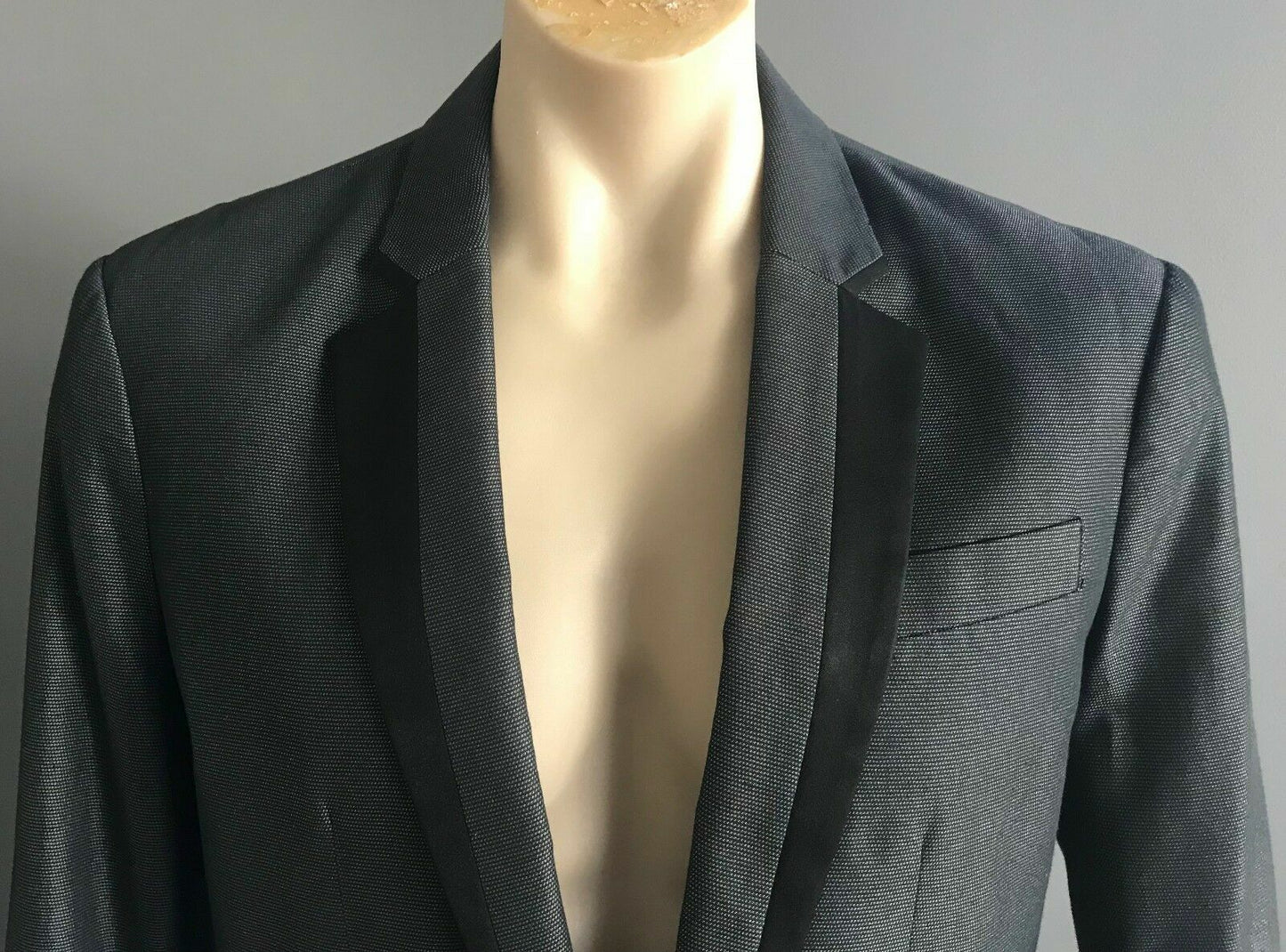 Mens POLITIX 464 Grey & Black Single Breasted Jacket Blazer Size L NEW