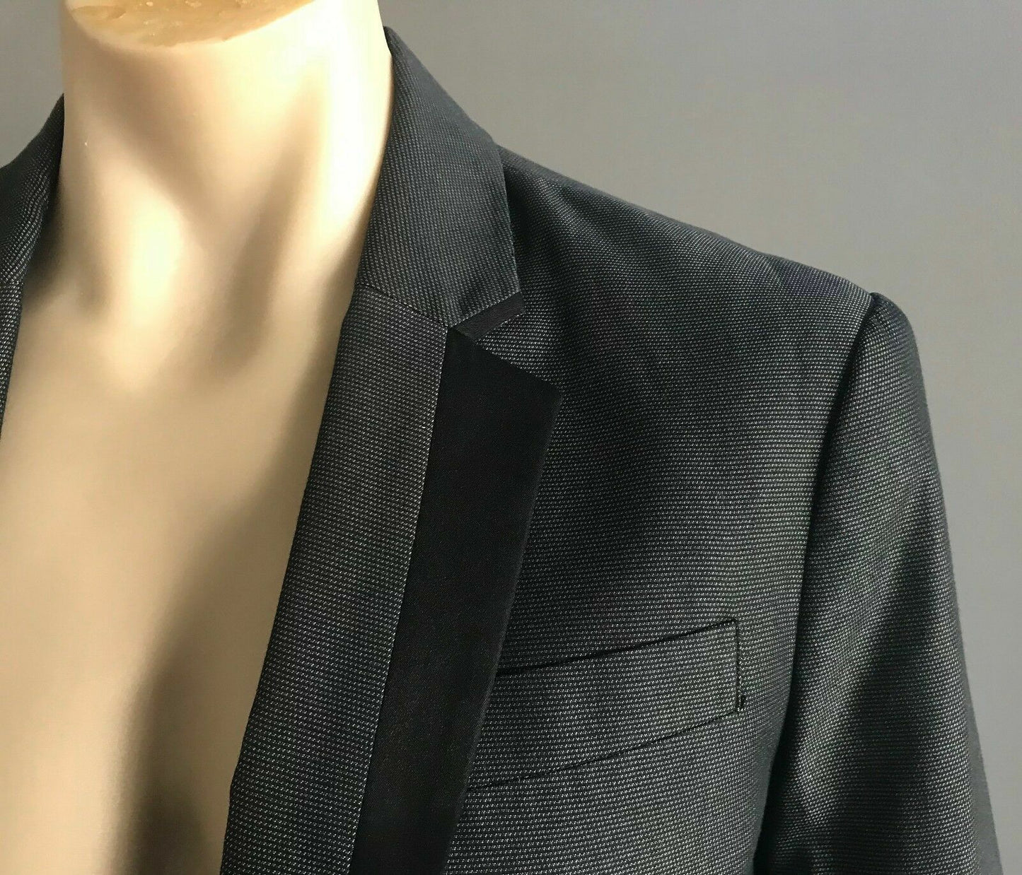 Mens POLITIX 464 Grey & Black Single Breasted Jacket Blazer Size L NEW