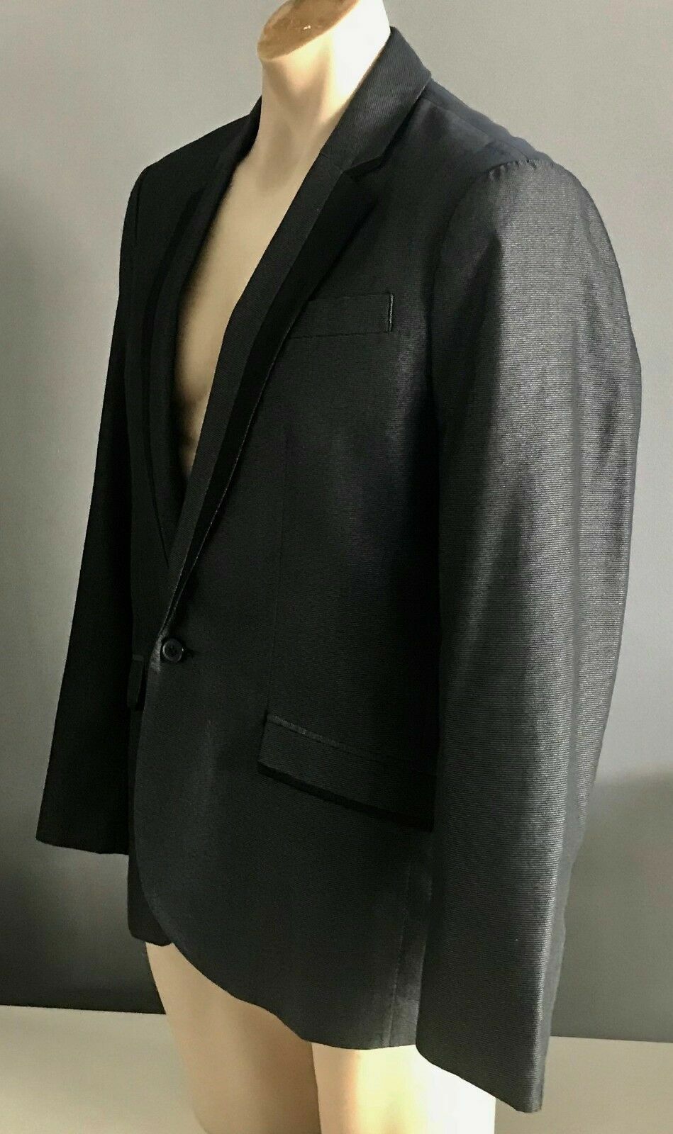 Mens POLITIX 464 Grey & Black Single Breasted Jacket Blazer Size L NEW
