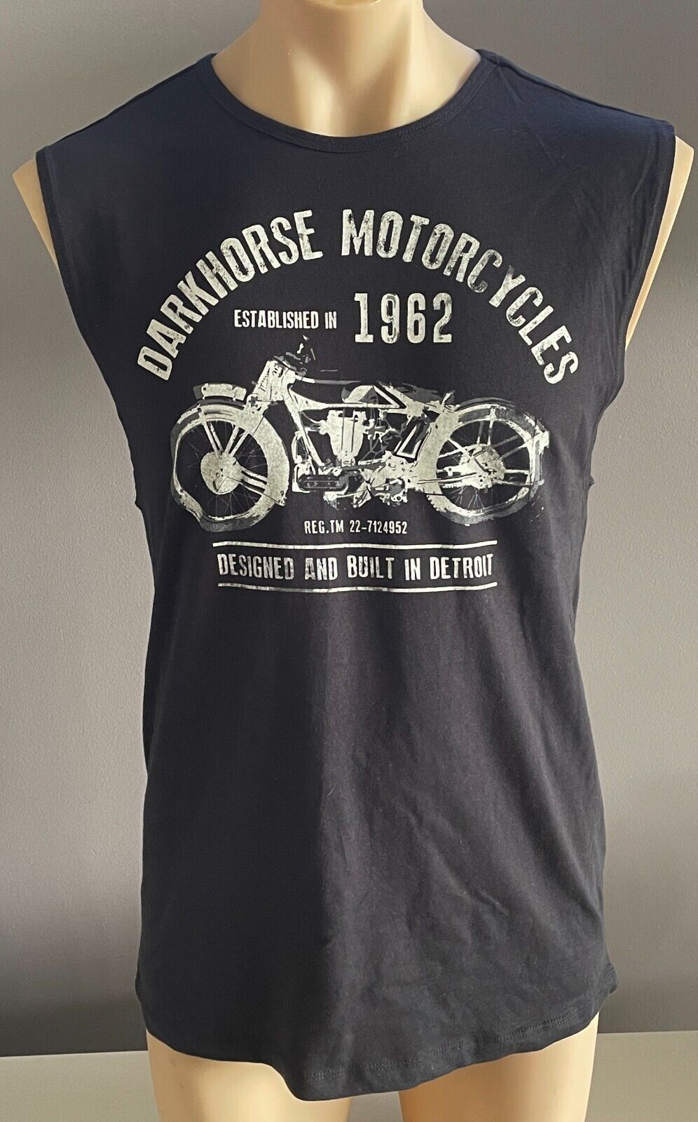 BIG W Mens Muscle Tee Black Sleeveless Motorcycle  Print Tank Top Size S NEW
