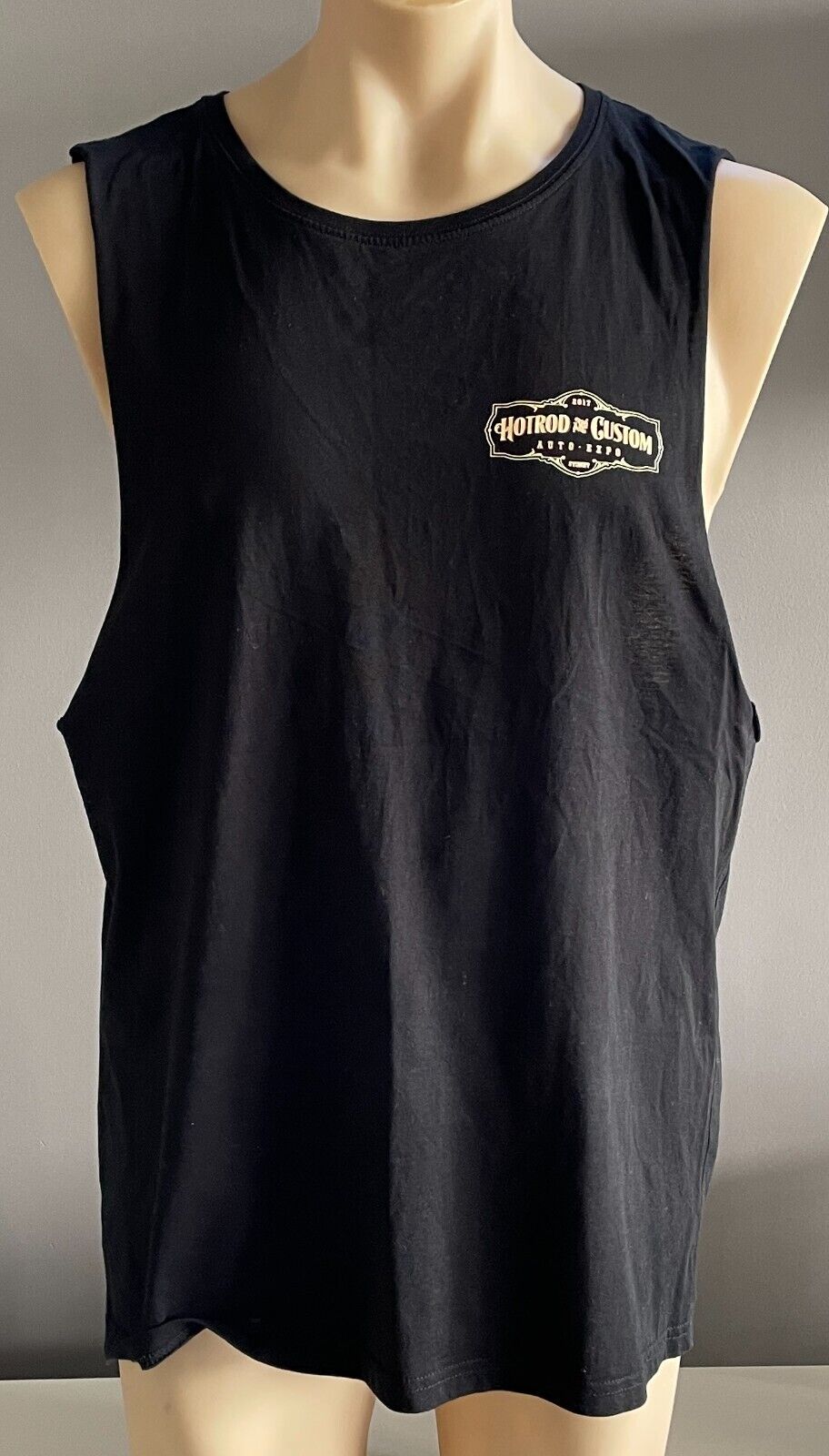 2017 HOTROD & CUSTOM AUTO EXPO Sydney Muscle Tee Tank Top Sleeveless Size L NOS
