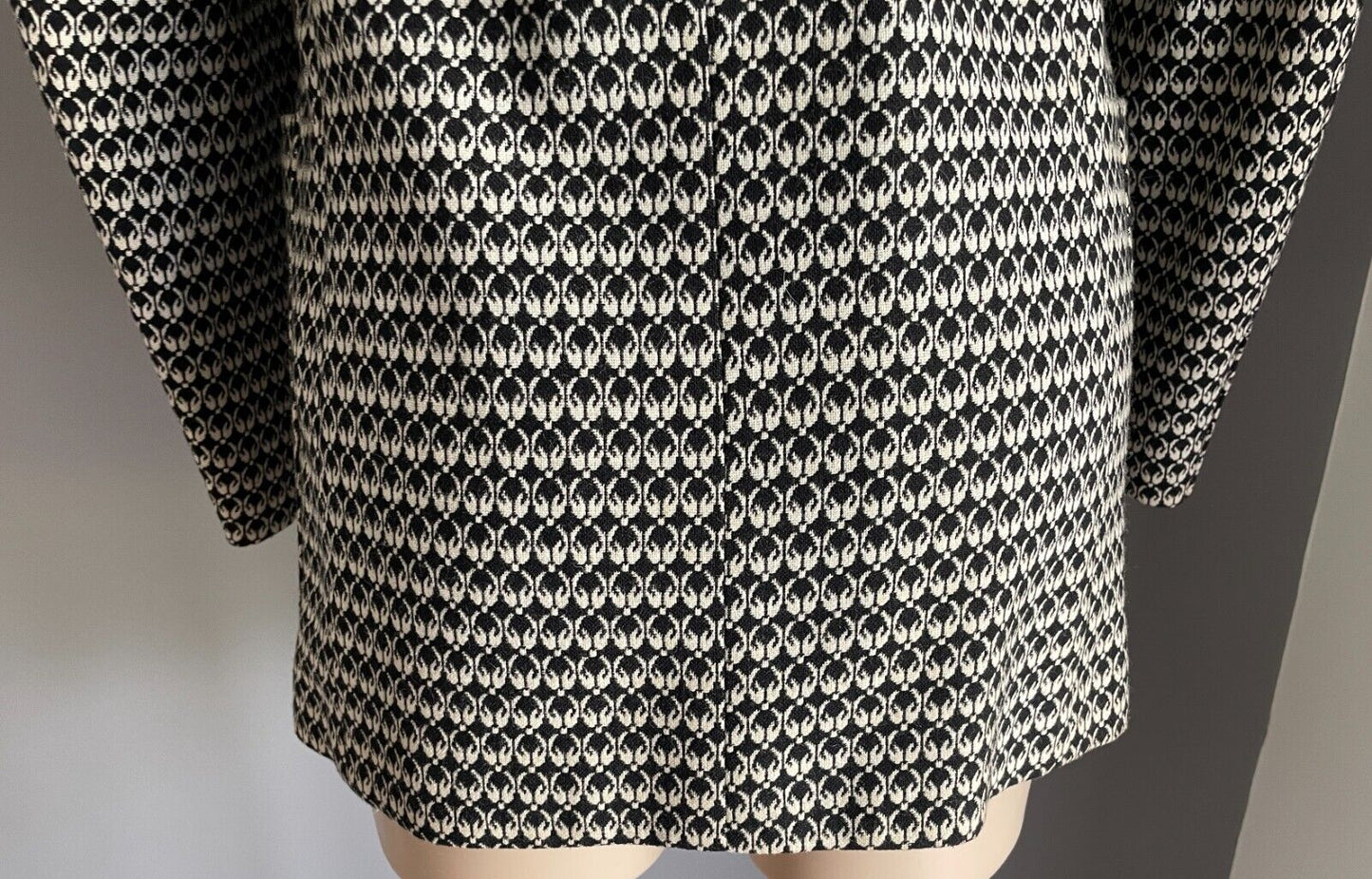 Vintage Mens HALEC CONFEZIONI Jacket Off White & Black Print Blazer Chest 88cm
