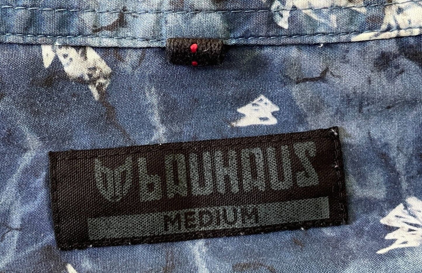 BAUHAUS Shirt Short Sleeve Blue Black Crackle Print Size M Slim Fit 104cm Chest