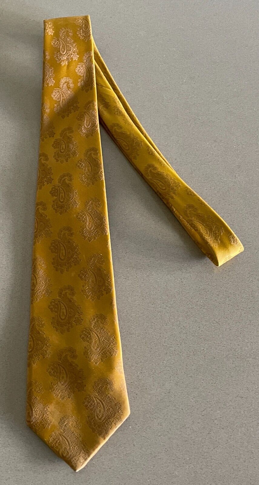 Mens Vintage NeckTie ENSIGN Mustard Paisley Print Polyester Neck Tie