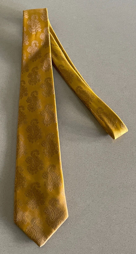 Mens Vintage NeckTie ENSIGN Mustard Paisley Print Polyester Neck Tie