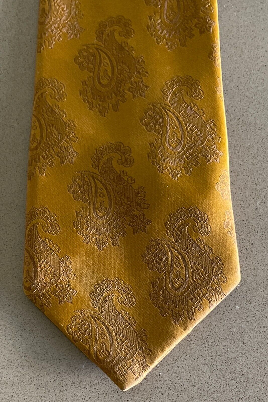 Mens Vintage NeckTie ENSIGN Mustard Paisley Print Polyester Neck Tie