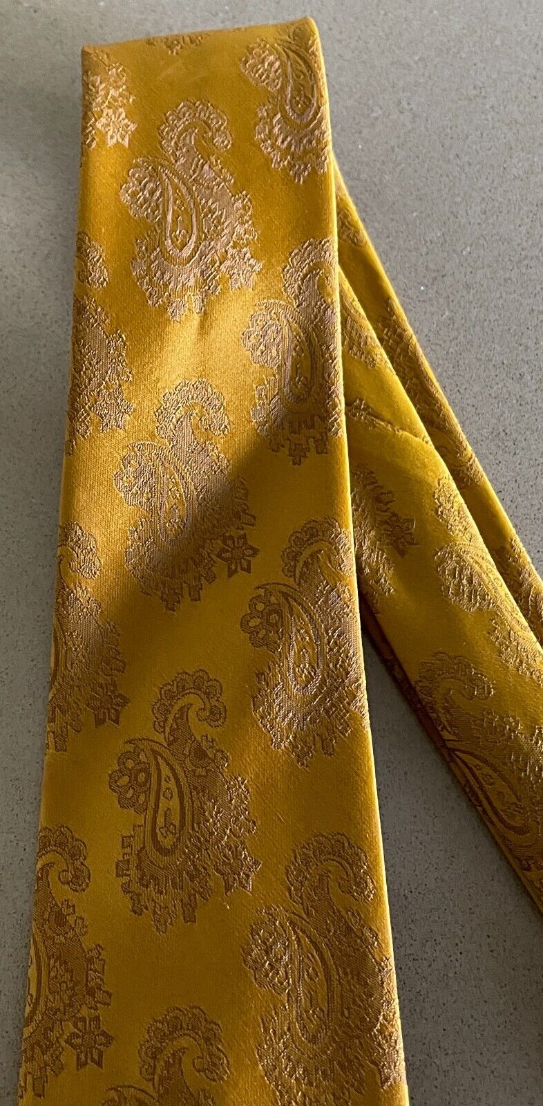 Mens Vintage NeckTie ENSIGN Mustard Paisley Print Polyester Neck Tie