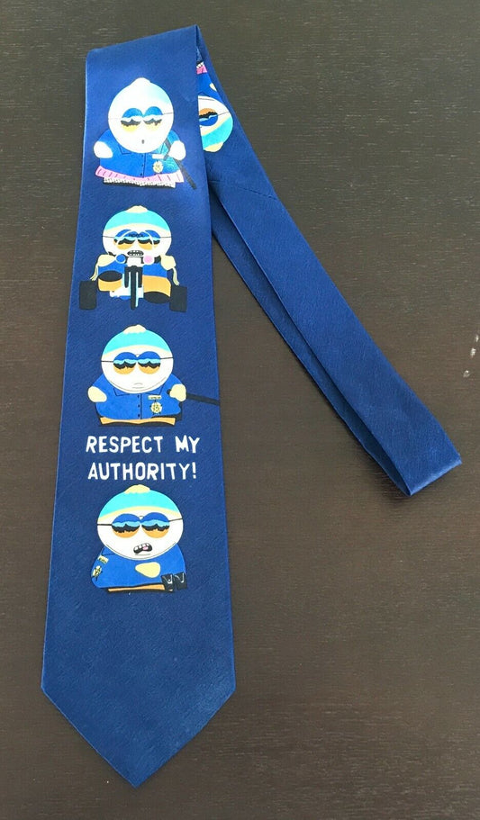 Mens Silk Tie SADDLER South Park Cartman Respect My Authority Novelty TV NeckTie
