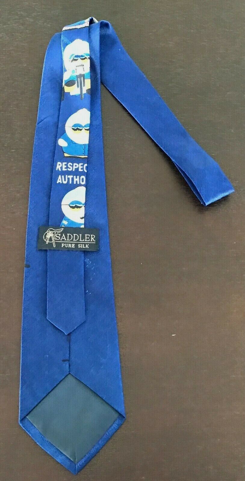 Mens Silk Tie SADDLER South Park Cartman Respect My Authority Novelty TV NeckTie