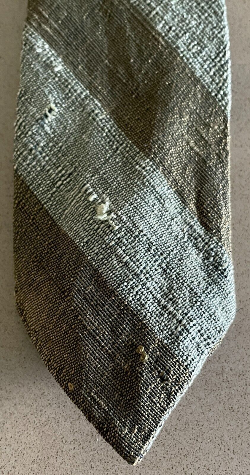 Mens Vintage Silk Tie STAR OF SIAM Two Tone Khaki Stripe Hand Woven NeckTie
