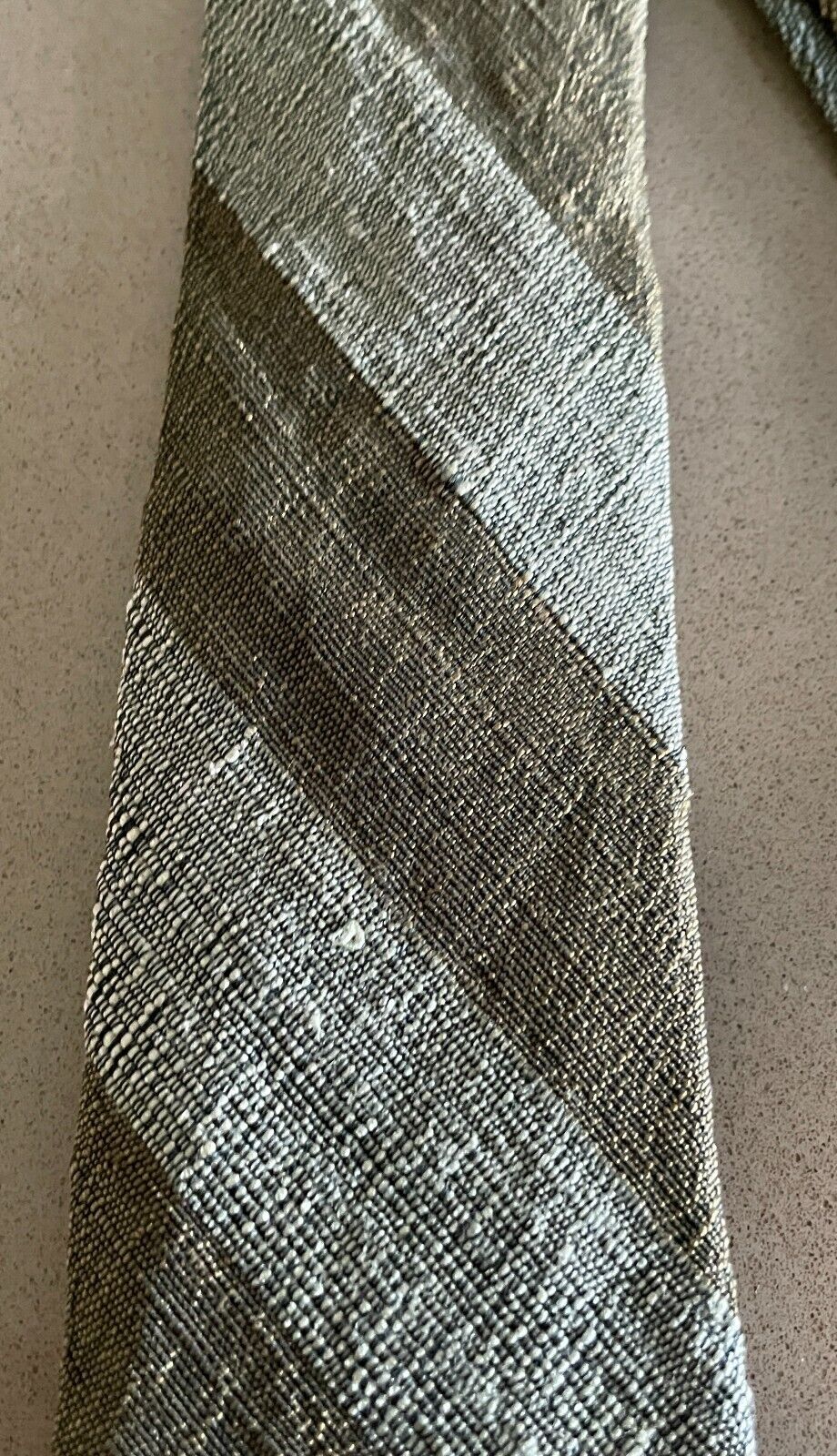 Mens Vintage Silk Tie STAR OF SIAM Two Tone Khaki Stripe Hand Woven NeckTie
