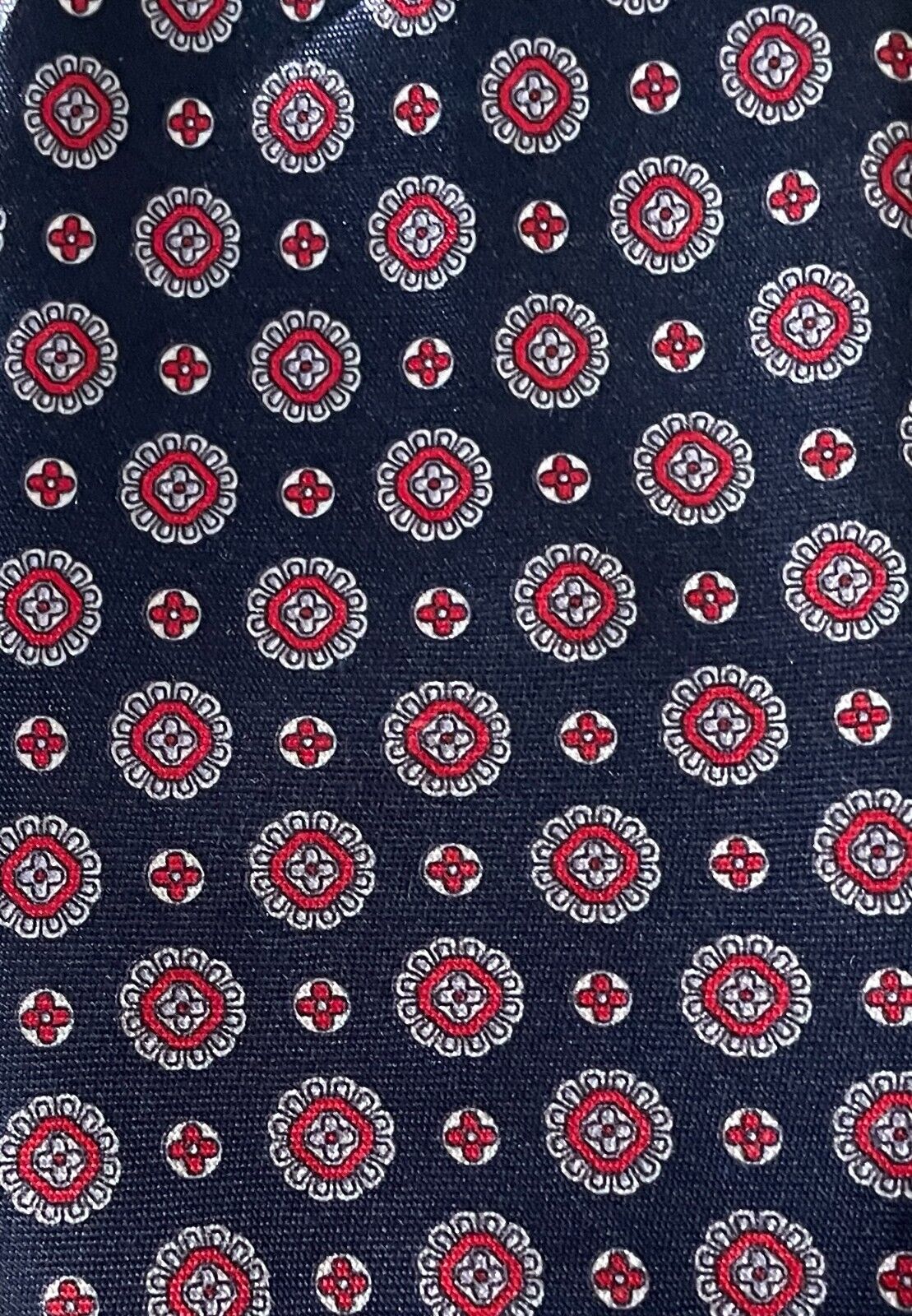 Mens JATALA NeckTie Navy Red Silver Print Polyester Neck Tie