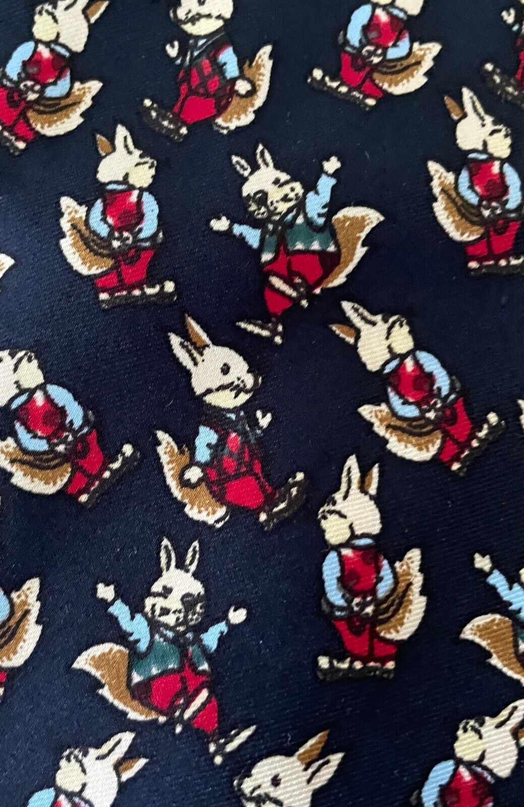 Mens TIE TALK by ROONEY Bunny Rabbits Navy Multicolour Print NeckTie NEW Vintage