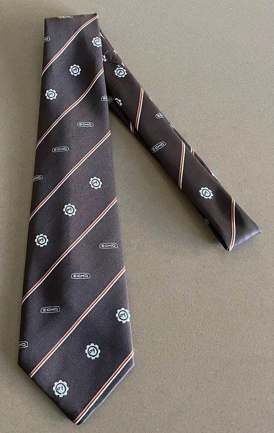 Vintage NeckTie 1970's 80's Mens TEE DEE Brown Orange White Stripe & Print Tie