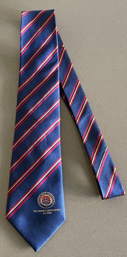 Mens NeckTie OBA Old Barker Association Silk Blue Red Gold Stripe Neck Tie