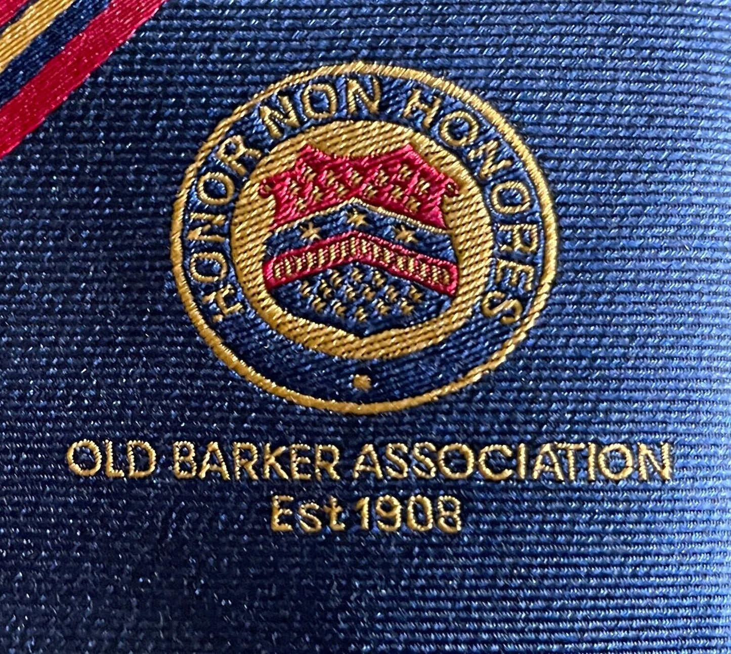 Mens NeckTie OBA Old Barker Association Silk Blue Red Gold Stripe Neck Tie