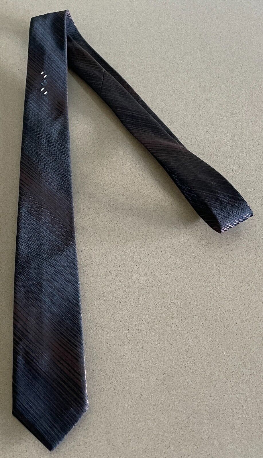 Vintage 1960's 1970's HOLLY GREEN Thin Tie Brown Black Stripe Polyester NeckTie