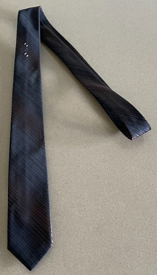 Vintage 1960's 1970's HOLLY GREEN Thin Tie Brown Black Stripe Polyester NeckTie