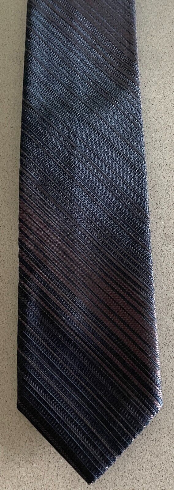 Vintage 1960's 1970's HOLLY GREEN Thin Tie Brown Black Stripe Polyester NeckTie