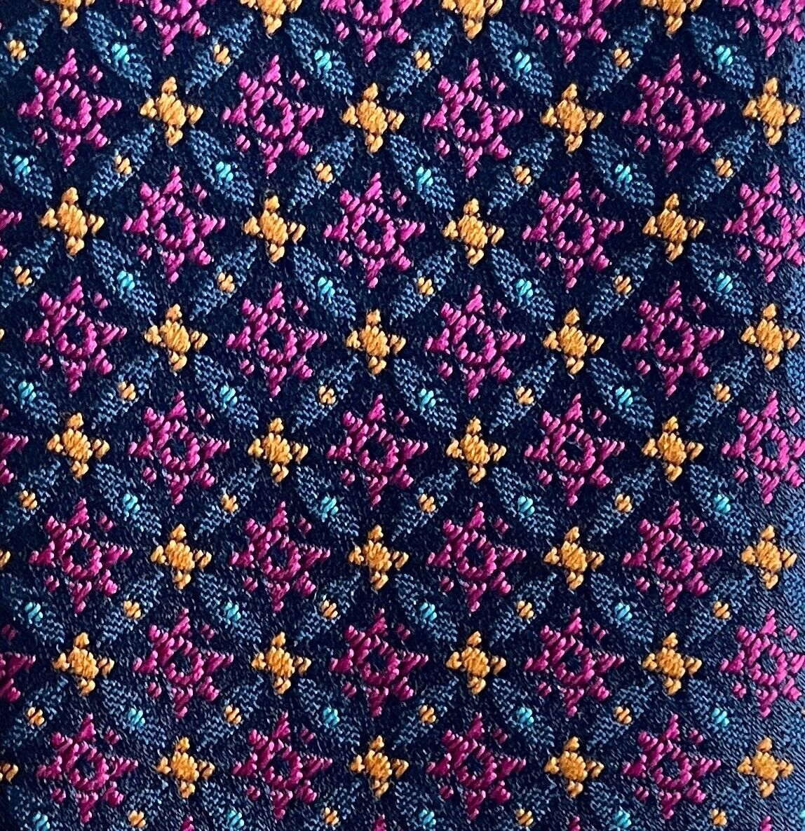 Vintage NeckTie HOLLYGREEN Executive Loop Tie Cerise Blue Orange Print Pre-Tied