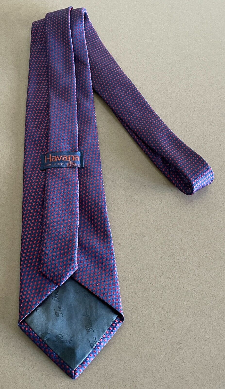 Mens NeckTie HAVANA (Tie Rack) Red and Blue Print Made In Italy Neck Tie