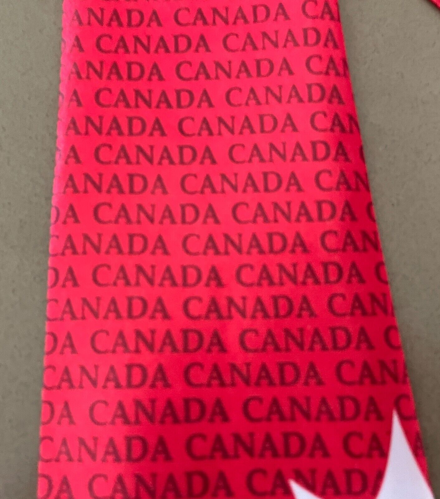 NeckTie CANADA Red White Black Souvenir Maple Leaf Print Polyester Neck Tie