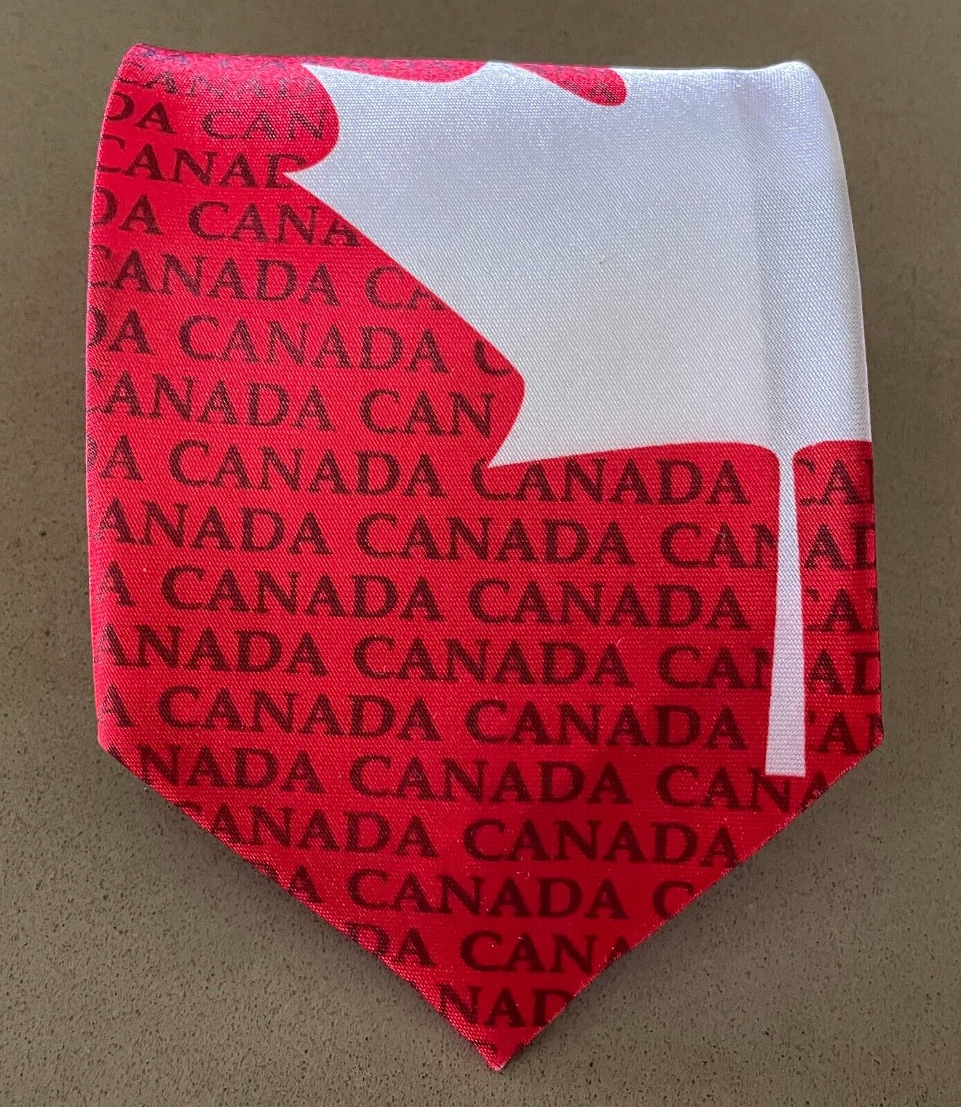 NeckTie CANADA Red White Black Souvenir Maple Leaf Print Polyester Neck Tie