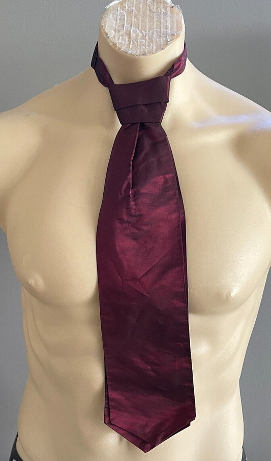 LIDO Pre-Tied Neck Tie Cravat Maroon Puff Adjustable Clasp Vintage Necktie NEW