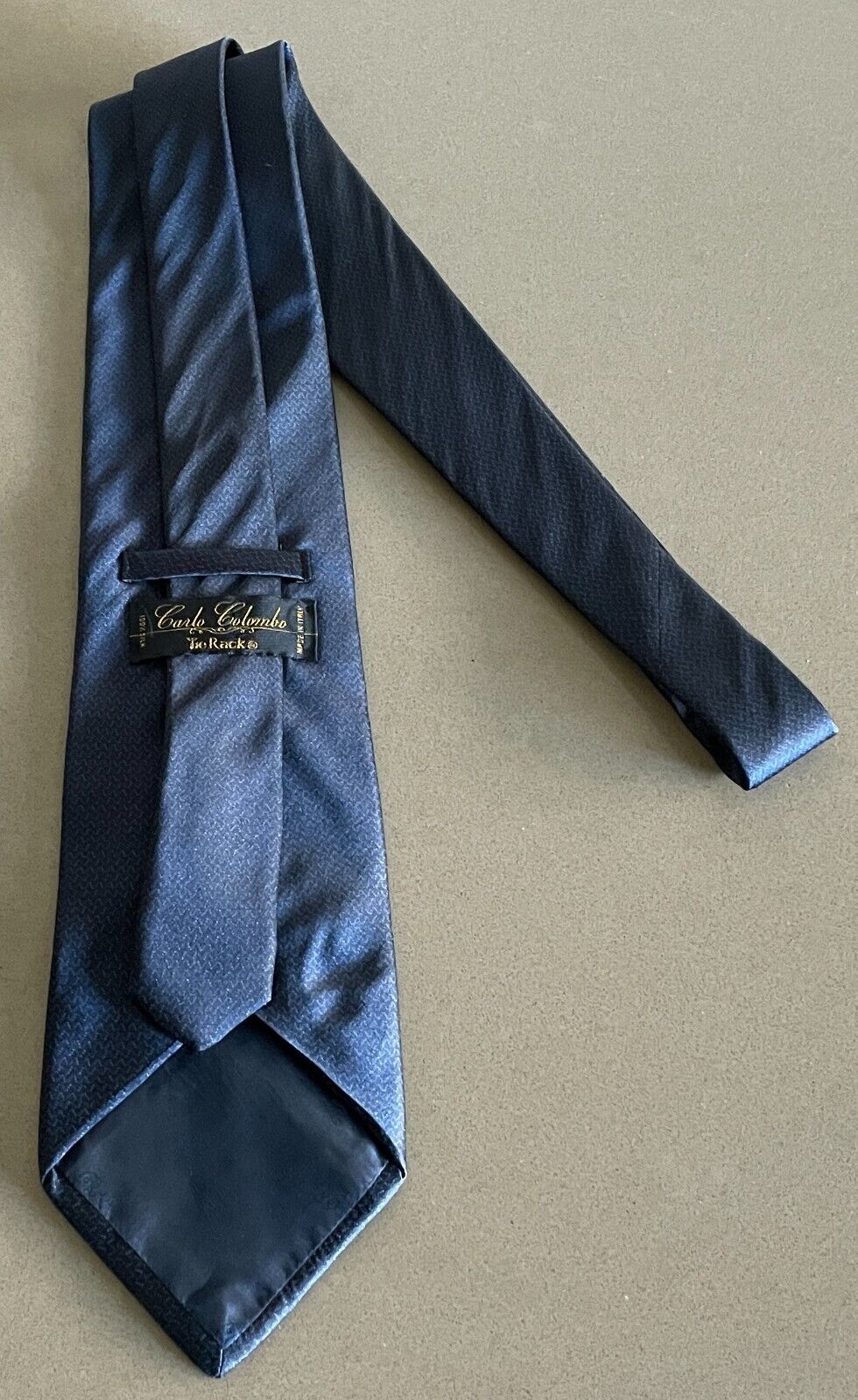 Mens NeckTie CARLO COLUMBO (Tie Rack) Navy & Blue Silk Italian Made Neck Tie