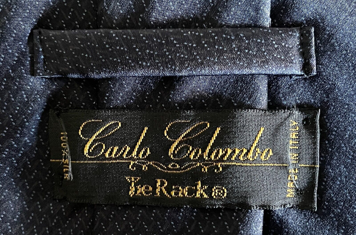 Mens NeckTie CARLO COLUMBO (Tie Rack) Navy & Blue Silk Italian Made Neck Tie