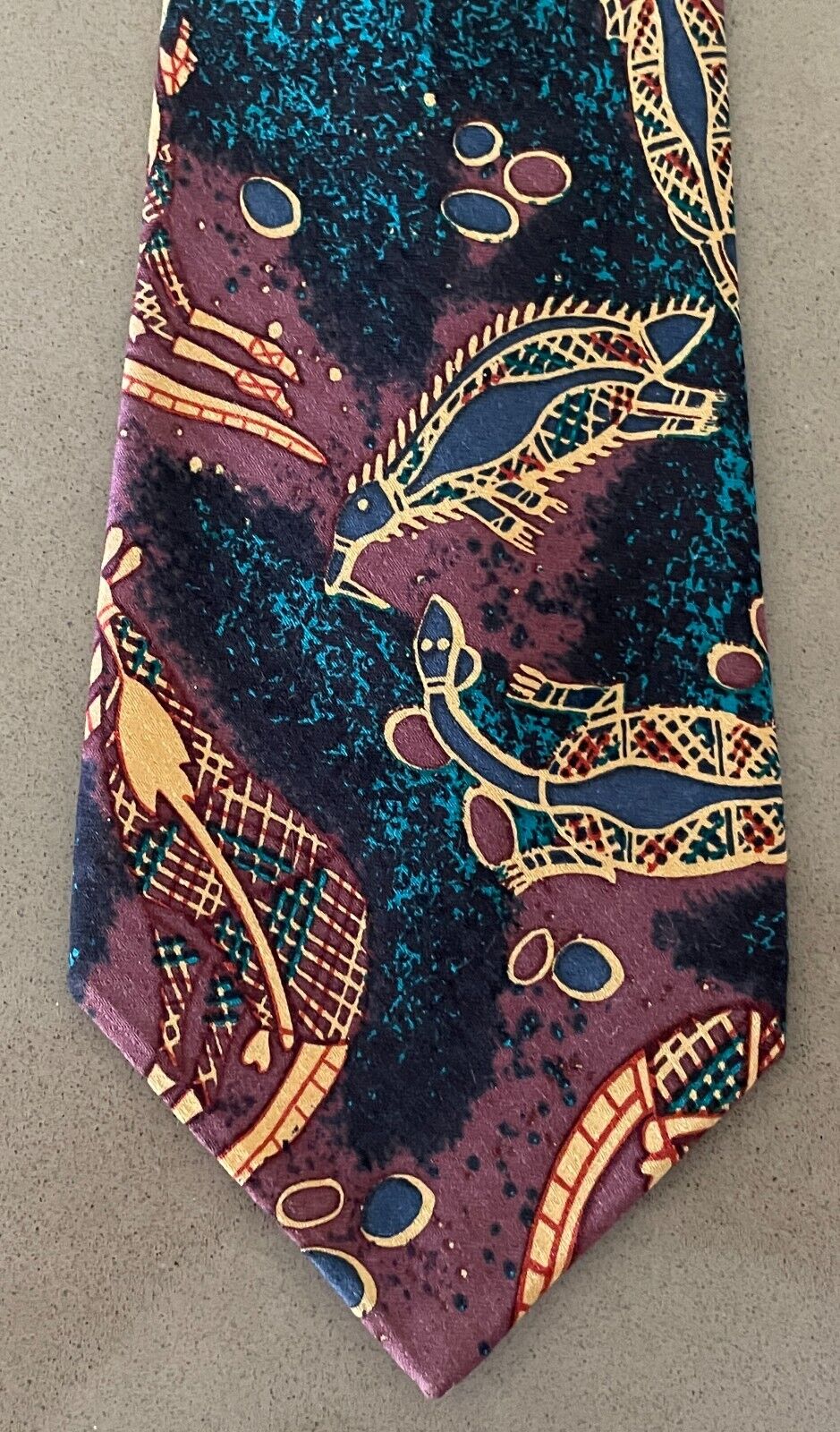 Mens YIJAN AUSTRALIA NeckTie Multicolour Indigenous Print Neck Tie