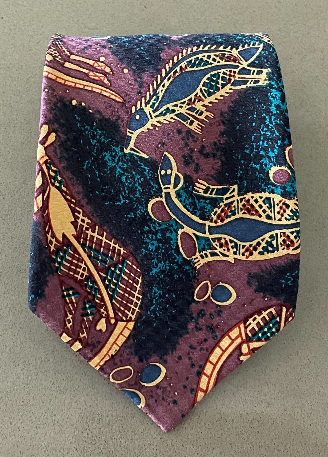 Mens YIJAN AUSTRALIA NeckTie Multicolour Indigenous Print Neck Tie