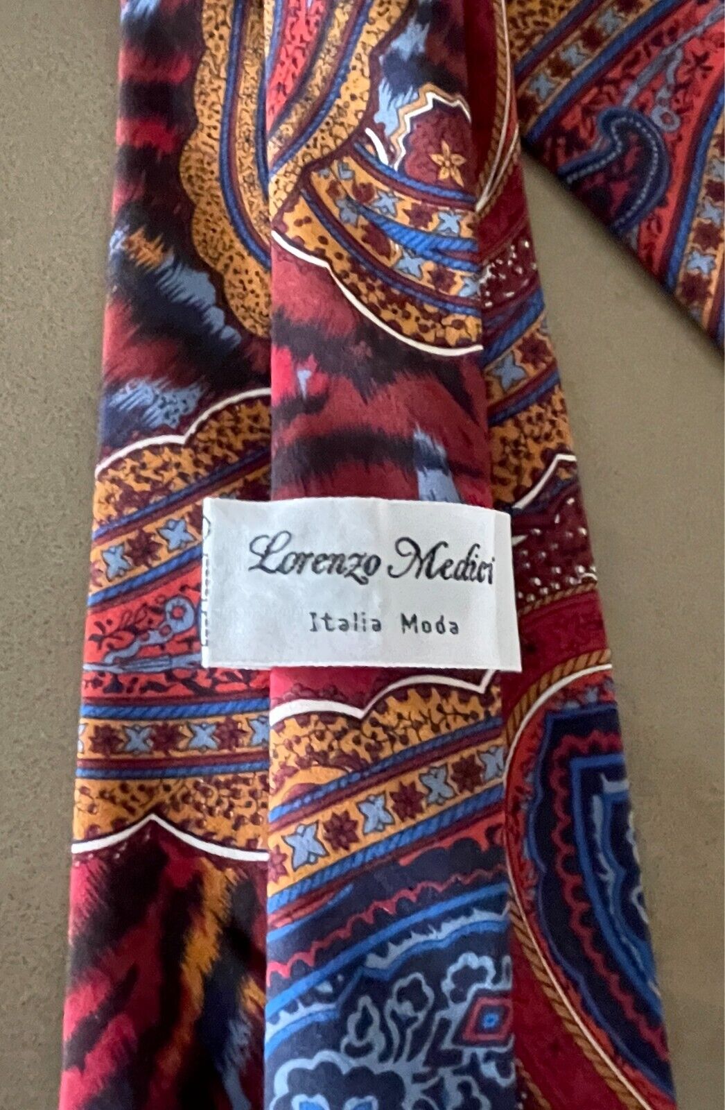 Mens Necktie LORENZO MEDICI Multicolour Paisley Print Polyester Neck Tie