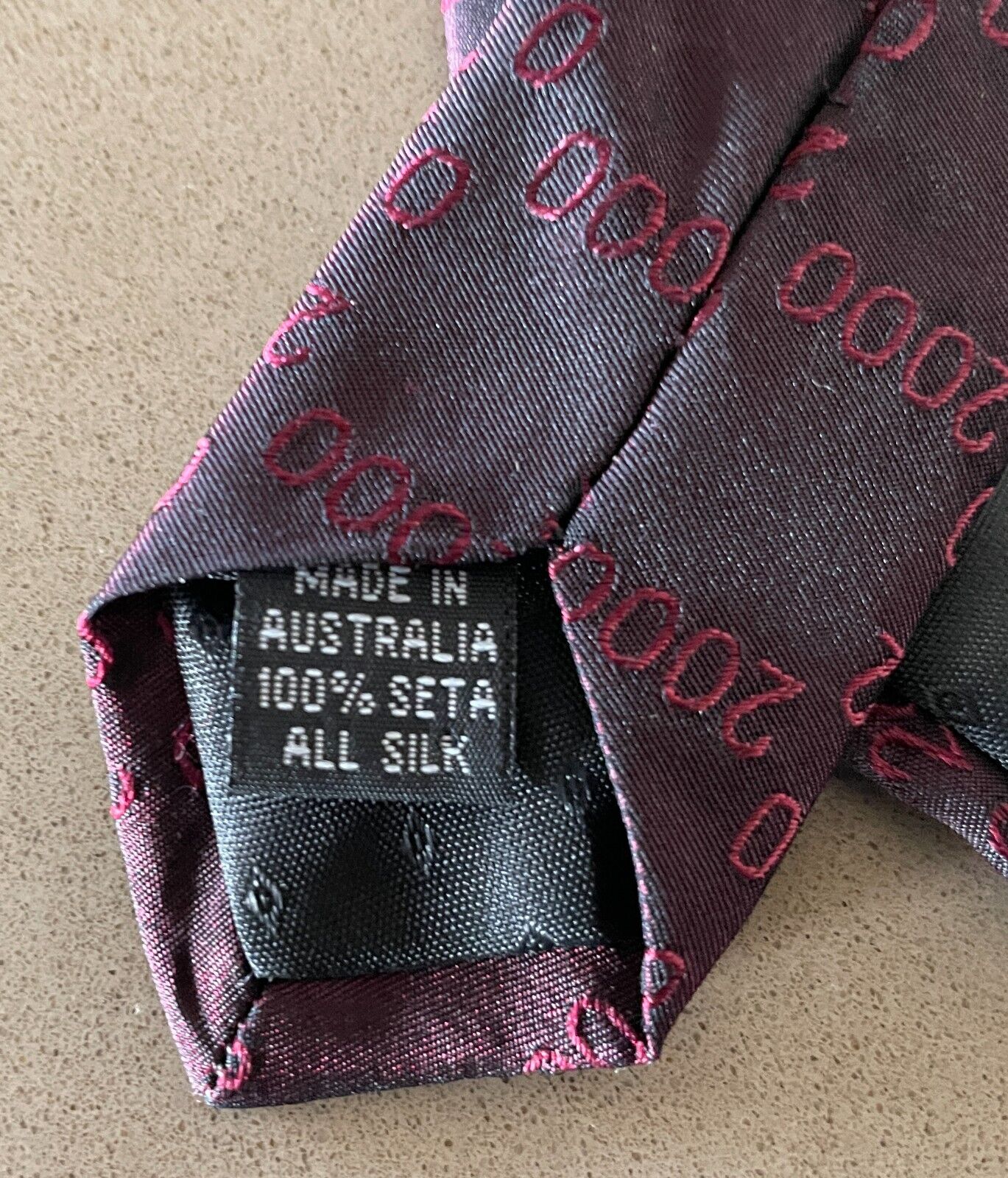Year 2000 Neck Tie MILTON & DUNNE Vintage Silk Burgundy Party Theme Costume Y2K