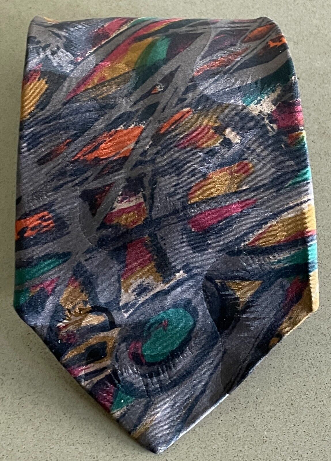 Mens Vintage NeckTie REINE SEIDE  1980's Multicoloured Abstract Print Retro Tie
