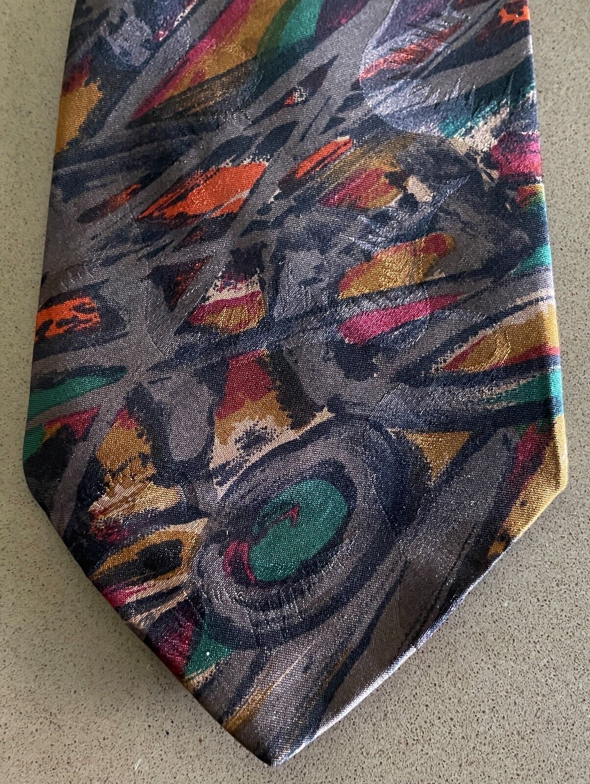 Mens Vintage NeckTie REINE SEIDE  1980's Multicoloured Abstract Print Retro Tie