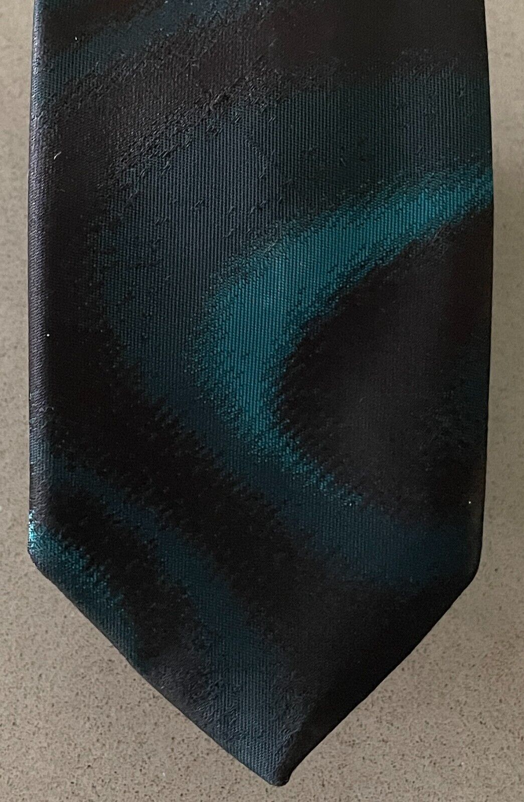 Mens Vintage HOLLY GREEN NeckTie Jade & Brown Swirl Print Thin Tie