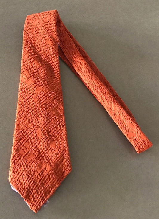 Mens Neck Tie SHIRTMATES Vintage 1960's 1970's Orange Textured Fabric NeckTie