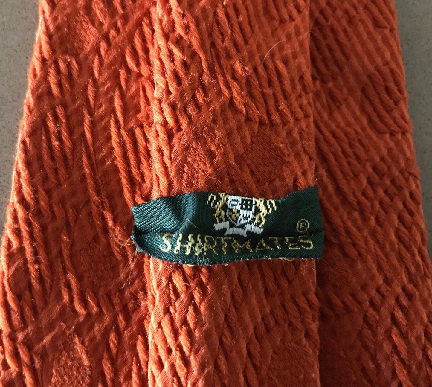 Mens Neck Tie SHIRTMATES Vintage 1960's 1970's Orange Textured Fabric NeckTie