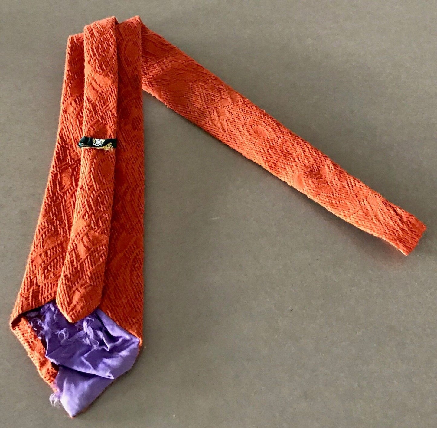 Mens Neck Tie SHIRTMATES Vintage 1960's 1970's Orange Textured Fabric NeckTie