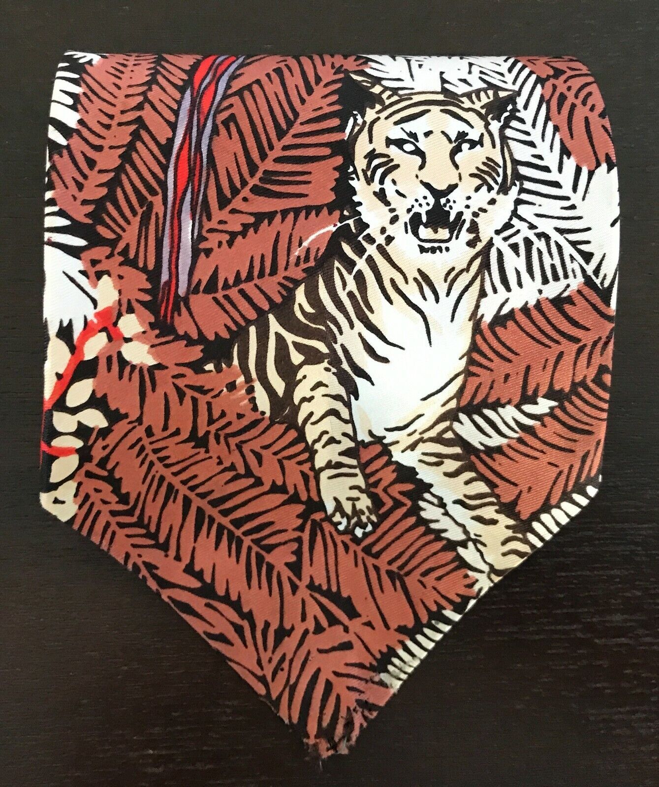 Mens NeckTie GARY DAVID Loud Wide Tiger & Parrot Print Colourful NEW 1970's Tie