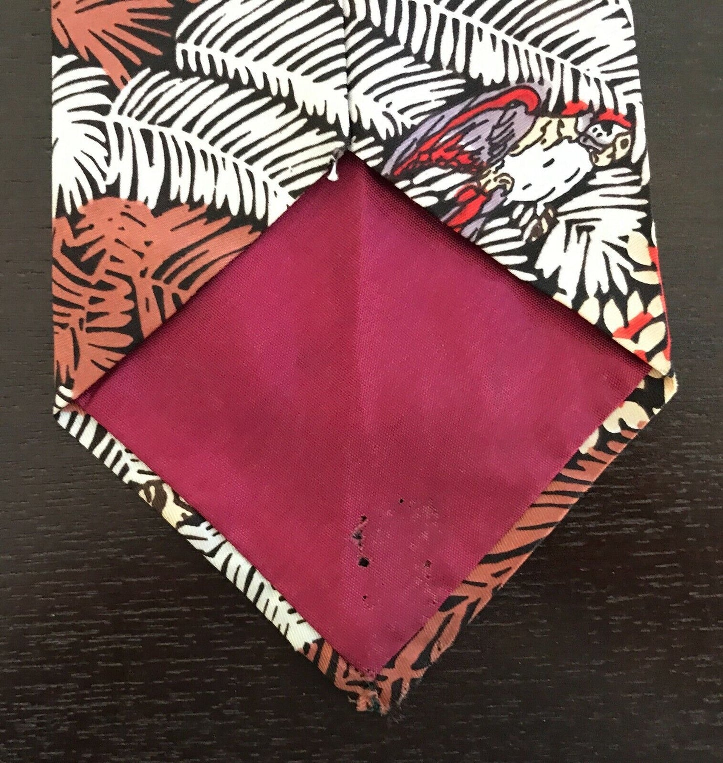 Mens NeckTie GARY DAVID Loud Wide Tiger & Parrot Print Colourful NEW 1970's Tie