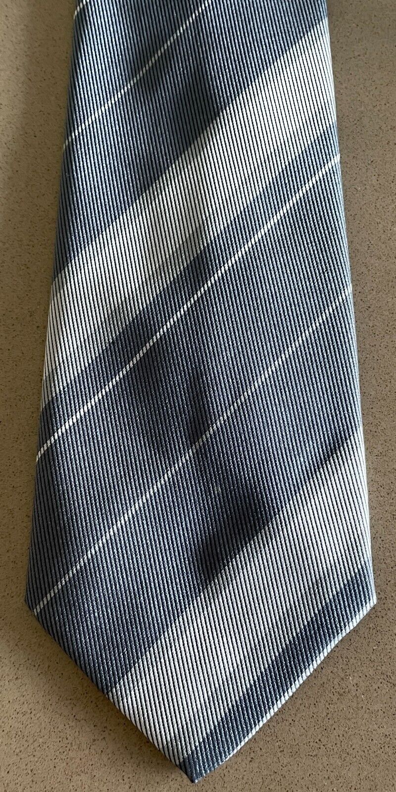 Mens Vintage Thin Tie NeckTie Shades of Grey Stripe Print Polyester Neck Tie
