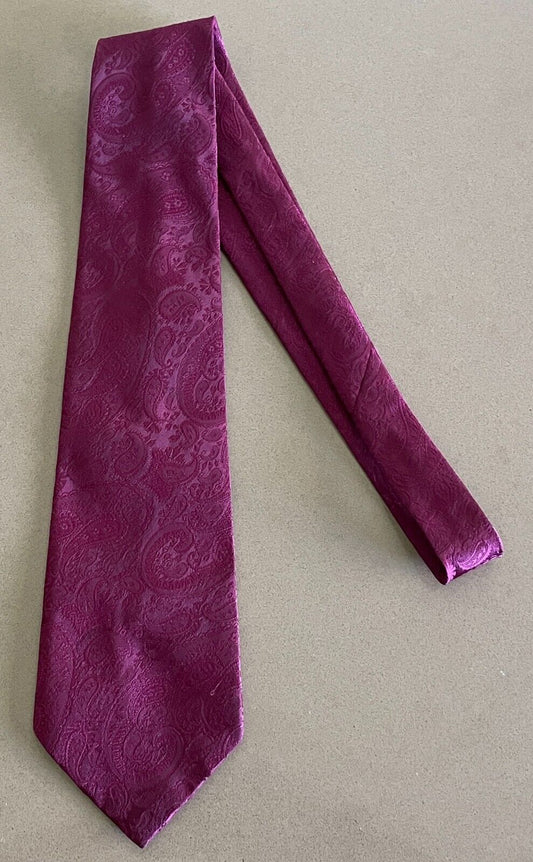 Mens Necktie MIKADO Dark Fuchsia Paisley Polyester Neck Tie Gorgeous Colour